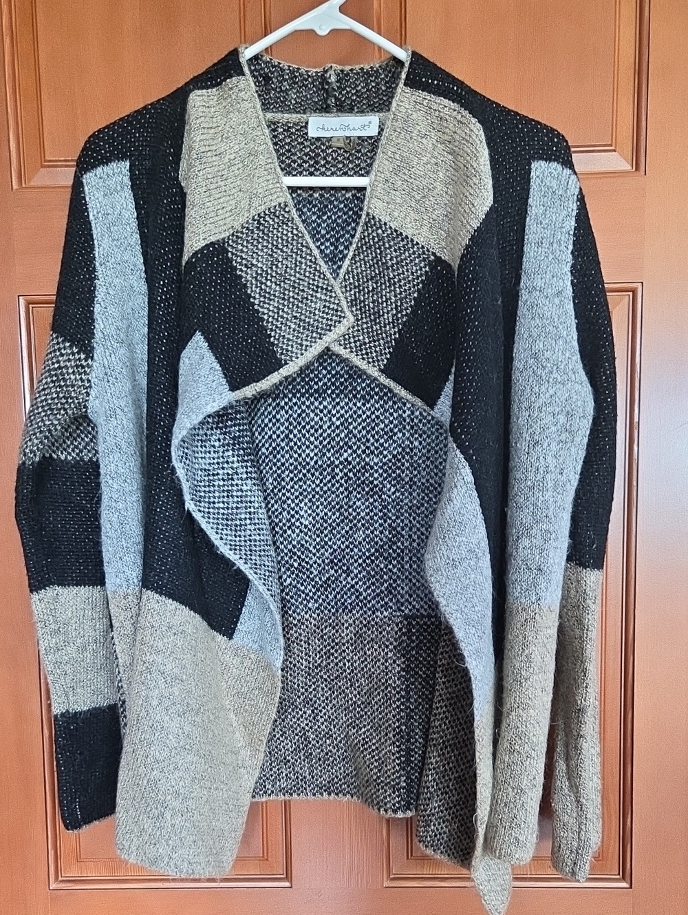 Keren Hart Colorblock Open-Front Cardigan - Black & Gray & Tan S   PP21 L24